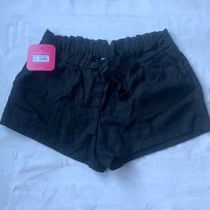 Isabel Maternity Black Tie Front Pull On Shorts